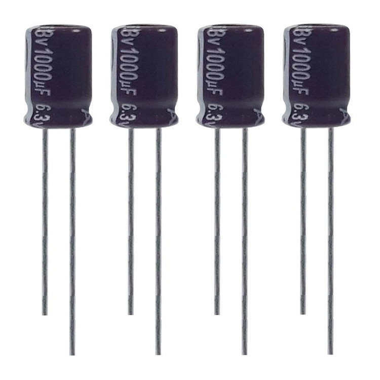 خازن الکترولیت 1000میکروفاراد 6.3 ولت آکسبوم مدل TEC-102630 بسته 4 عددی