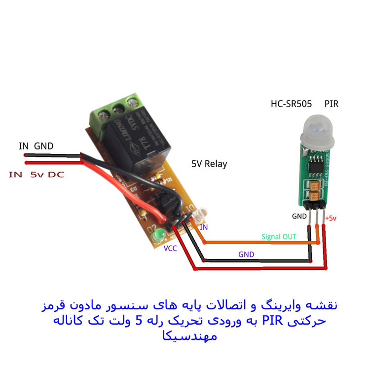 سنسور تشخیص حرکت مادون قرمز با رله مهندسیکا مدل SR505-PIR
