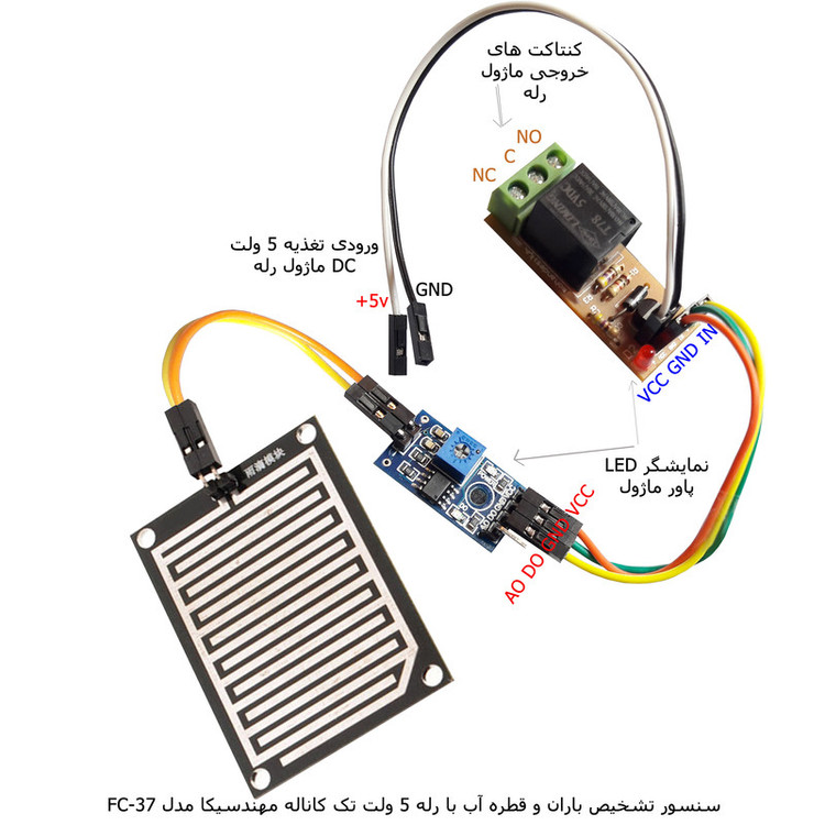 سنسور باران و آب با رله 5 ولت مهندسیکا مدل DIY-FC-37