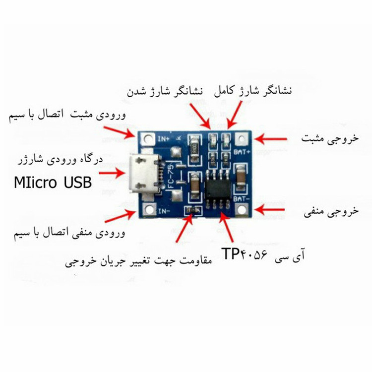 ماژول مدل PAM8403 , TP4056 3CHIP , TP4056 , T6855 مجموعه 4 عددی
