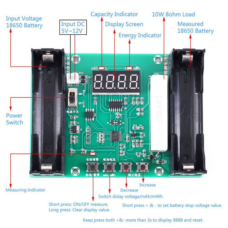 ماژول تستر ظرفیت باتری لیتیوم یون کد xm_1s
