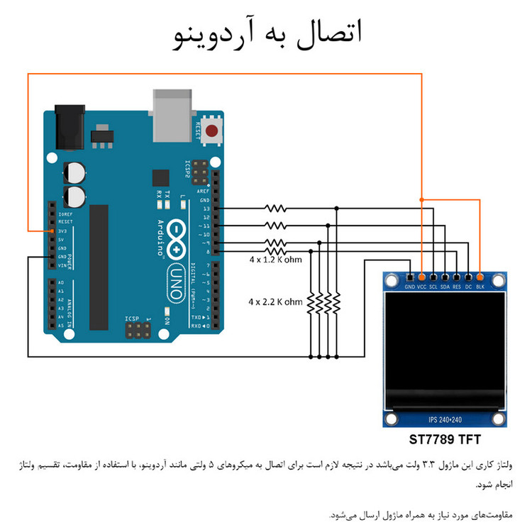 ماژول نمایشگر مدل RGB_Graphical_LCD کد 240x240_SPI
