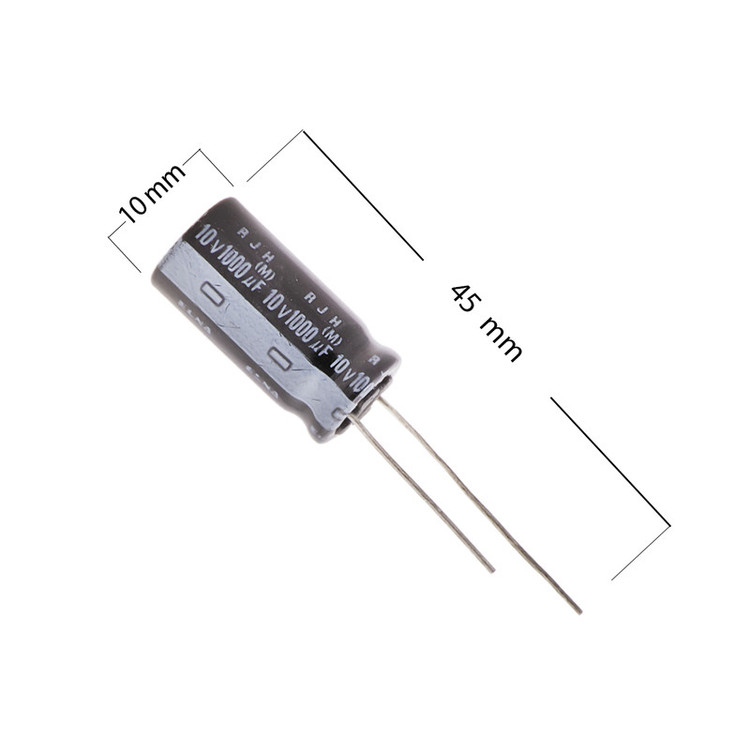 خازن الکترولیت 1000 میکرو فاراد کد 10v بسته 10 عددی