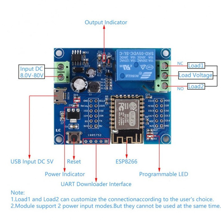 ماژول رله وایفای مدل ESP-12F