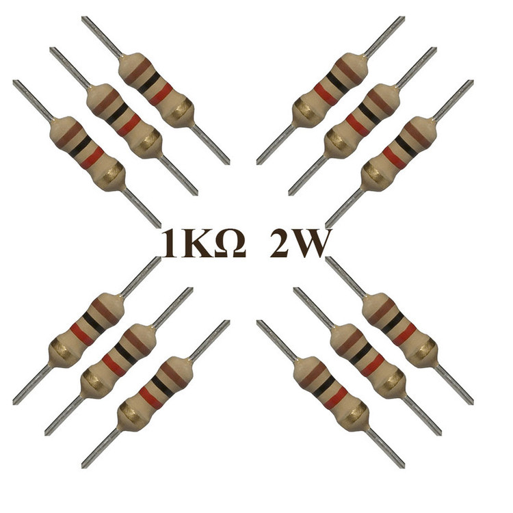 مقاومت 1کیلو اهم 2وات مدل 1K-2w بسته 12 عددی