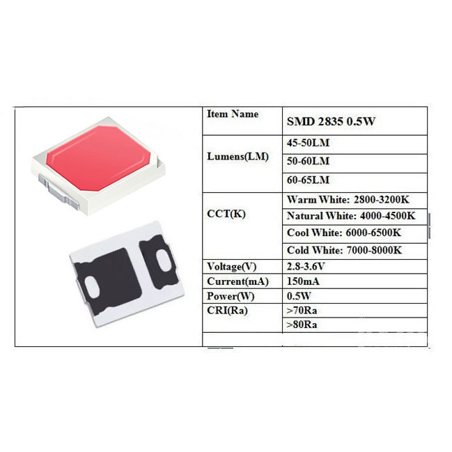 دیود LED مدل 2835P بسته 500 عددی