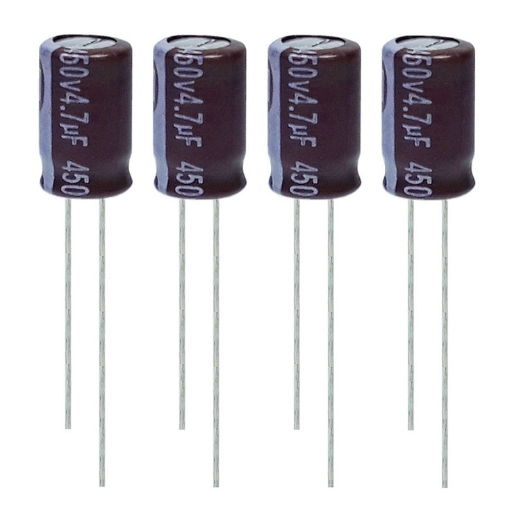 خازن الکترولیت 4.7 میکروفاراد 450 ولت آکسبوم مدل TEC-470450 بسته 4 عددی