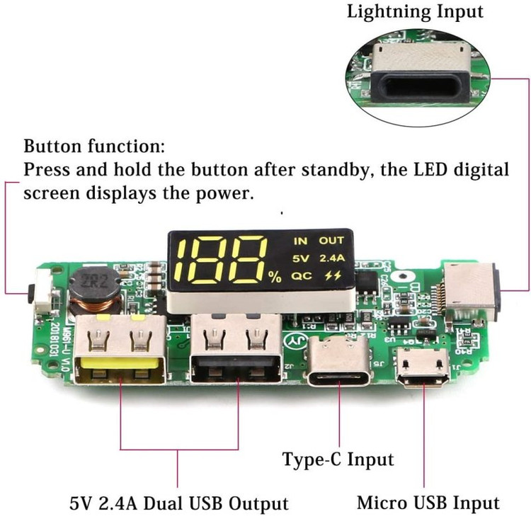 ماژول پاور بانک دارای نمایشگر مدل H961