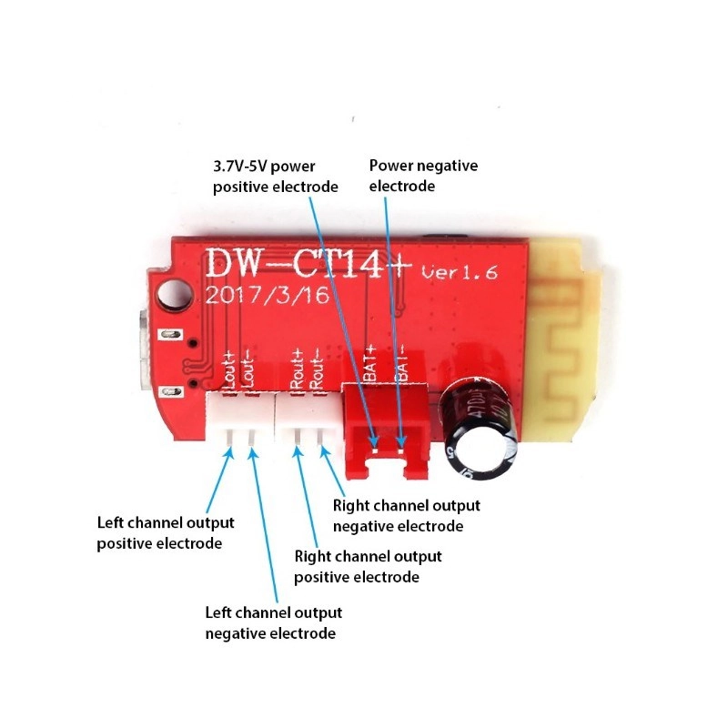 ماژول امپلی فایر با بلوتوث استریو 3 وات 3.7 -5 ولت ماژول آمپلی فایر بلوتوث 5 وات استریو مینی Amplifier Bluetooth CT14