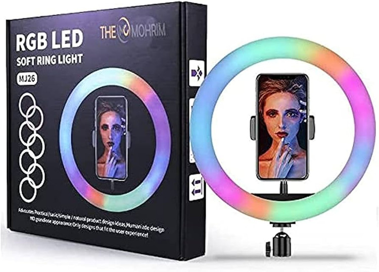 رینگ لایت پایه دار RGB مدل MJ26